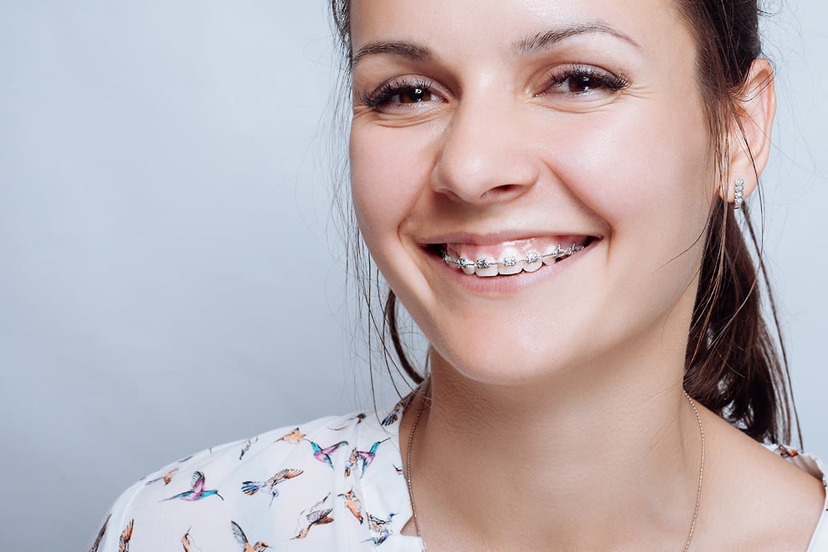 woman with dental braces